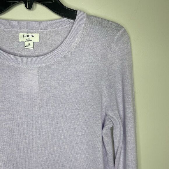 J.CREW Sweater Women Small Teddie Pullover NEW Purple Cotton Lightweight L1561 - Picture 2 of 15